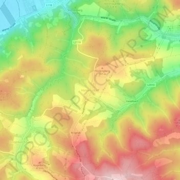 Topografische Karte Hintersdorf, Höhe, Relief