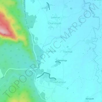 Topografische Karte Darlipali, Höhe, Relief