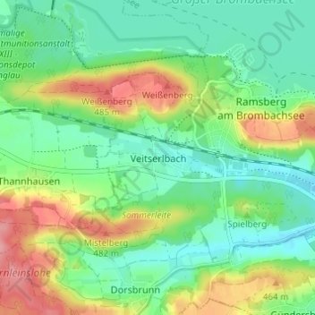 Topografische Karte Veitserlbach, Höhe, Relief