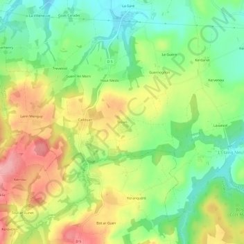 Topografische Karte Trolan, Höhe, Relief