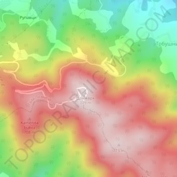 Topografische Karte Гучево, Höhe, Relief