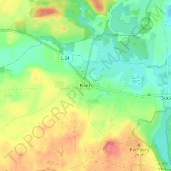 Topografische Karte Flieth, Höhe, Relief