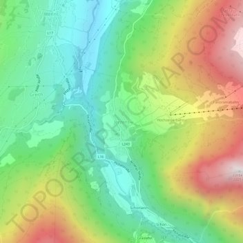 Topografische Karte Jerzens, Höhe, Relief
