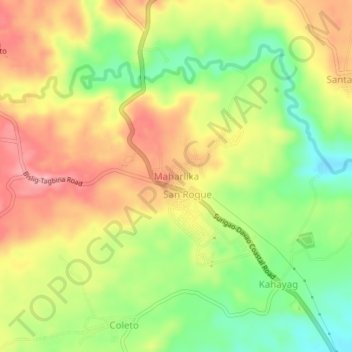 Topografische Karte Maharlika, Höhe, Relief