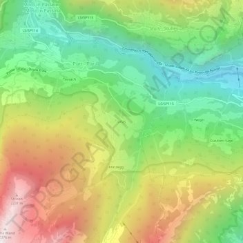 Topografische Karte Ulfas, Höhe, Relief
