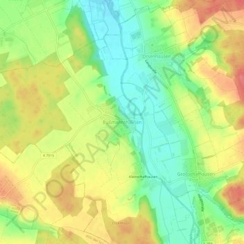 Topografische Karte Bußmannshausen, Höhe, Relief
