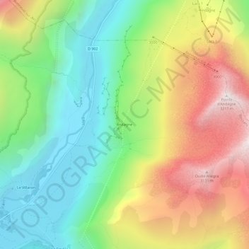 Topografische Karte Andagne, Höhe, Relief