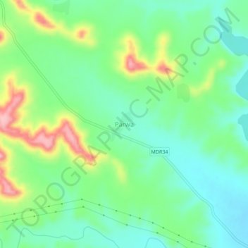 Topografische Karte Parwa, Höhe, Relief