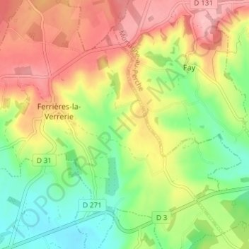 Topografische Karte Cochet, Höhe, Relief