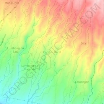 Topografische Karte Coral ni Bacal, Höhe, Relief