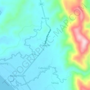 Topografische Karte Fragante, Höhe, Relief