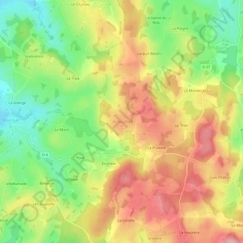 Topografische Karte Arfeuille, Höhe, Relief