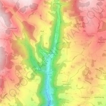 Topografische Karte Hochbuchedt, Höhe, Relief