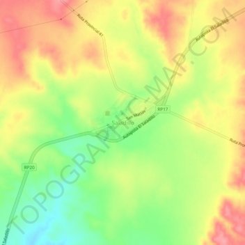 Topografische Karte Saladillo, Höhe, Relief