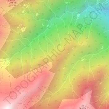 Topografische Karte Fontana dell' Albi, Höhe, Relief