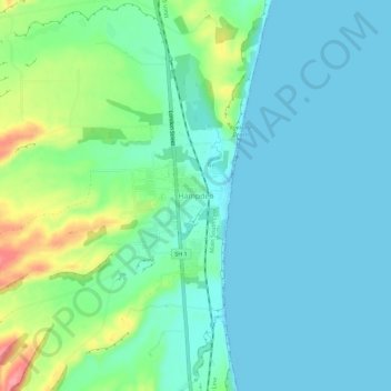 Topografische Karte Hampden, Höhe, Relief
