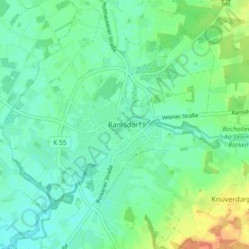 Topografische Karte Ramsdorf, Höhe, Relief