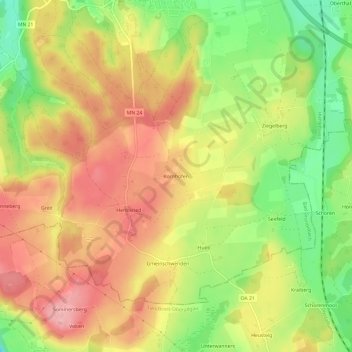 Topografische Karte Kornhofen, Höhe, Relief