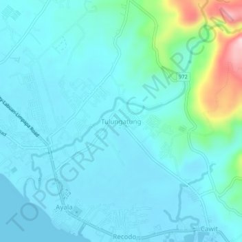 Topografische Karte Tulungatung, Höhe, Relief