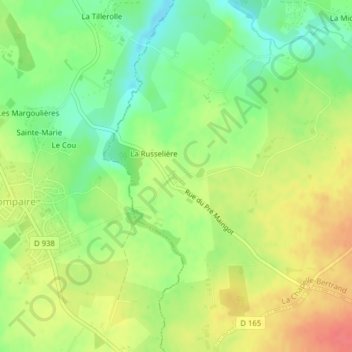 Topografische Karte La Sicaudière, Höhe, Relief
