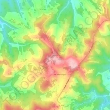 Topografische Karte La Font Du Roc, Höhe, Relief