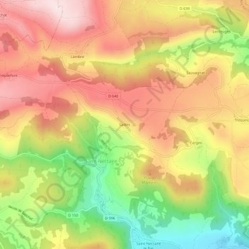 Topografische Karte Sailles, Höhe, Relief