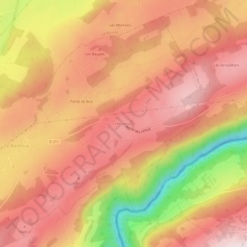 Topografische Karte Les Lessus, Höhe, Relief