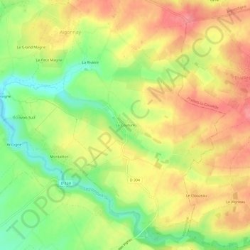 Topografische Karte La Couture, Höhe, Relief