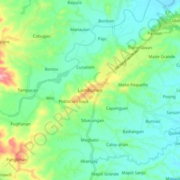 Topografische Karte Lambunao, Höhe, Relief