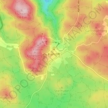 Topografische Karte Karlstift, Höhe, Relief