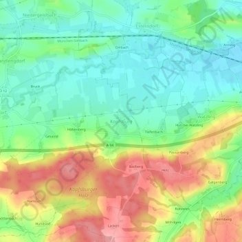 Topografische Karte Kopfsburg, Höhe, Relief