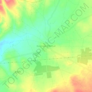 Topografische Karte Korimate, Höhe, Relief