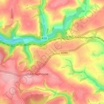Topografische Karte Redpost, Höhe, Relief
