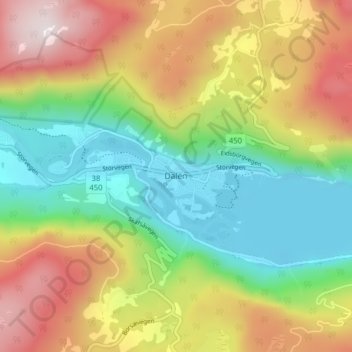 Topografische Karte Dalen, Höhe, Relief