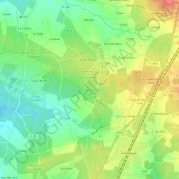 Topografische Karte La Grangette, Höhe, Relief