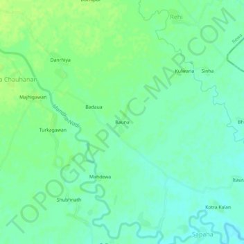 Topografische Karte Bauna, Höhe, Relief