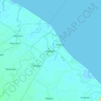 Topografische Karte Naujan, Höhe, Relief