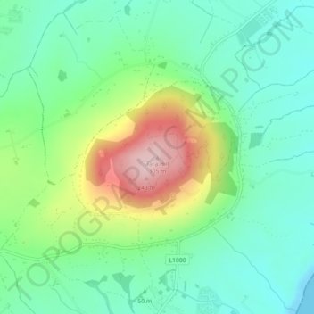 Topografische Karte Tara Hill, Höhe, Relief