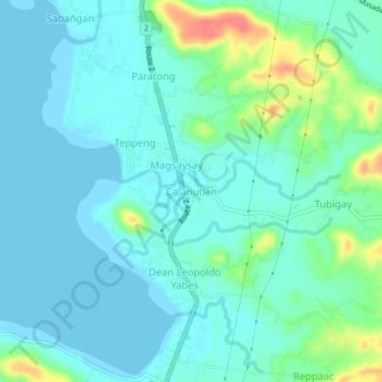 Topografische Karte Calanutian, Höhe, Relief