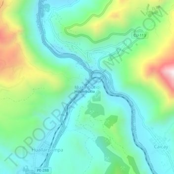 Topografische Karte Huambutio, Höhe, Relief