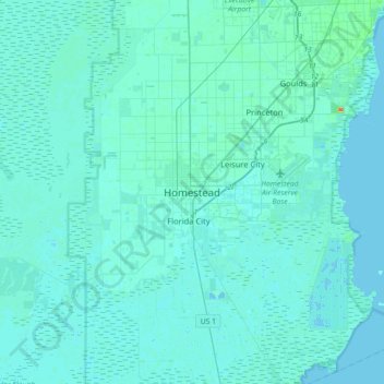 Topografische Karte Homestead, Höhe, Relief