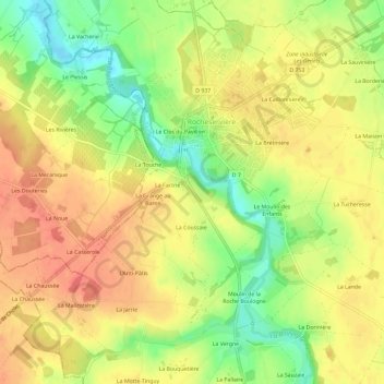 Topografische Karte Le Cormier, Höhe, Relief