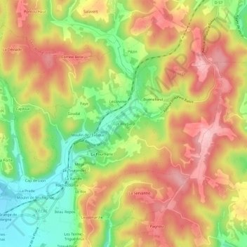 Topografische Karte Le Brugal, Höhe, Relief