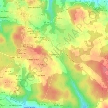 Topografische Karte Pen Ganquis, Höhe, Relief