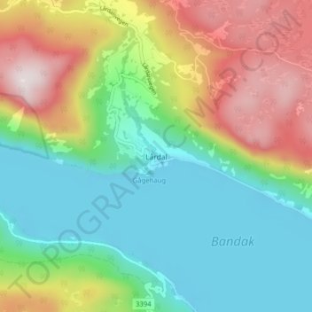 Topografische Karte Lårdal, Höhe, Relief