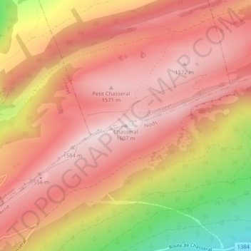Topografische Karte Chasseral, Höhe, Relief