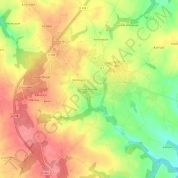 Topografische Karte Saint-Thomas, Höhe, Relief