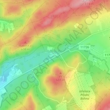 Topografische Karte Melmatěj, Höhe, Relief