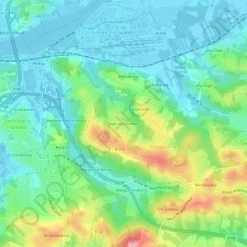 Topografische Karte Agerreko Larrea, Höhe, Relief
