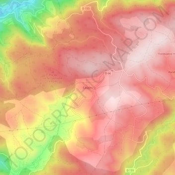 Topografische Karte Cazalits, Höhe, Relief